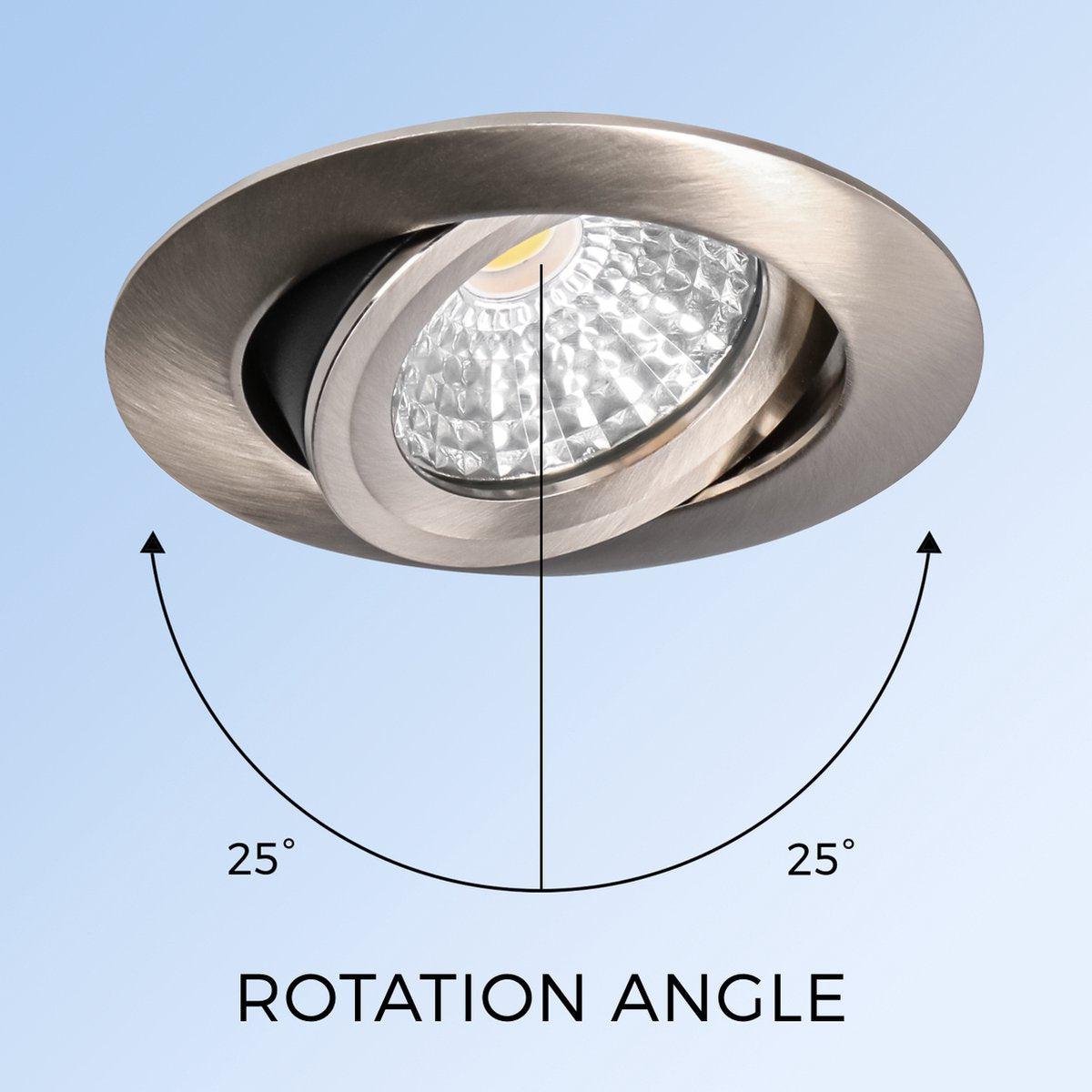 6 PACK - LED's Light Pro LED Inbouwspot Nikkel - DimToWarm - Ø 68mm - Kantelbaar - Warm wit licht - CRI95 Inbouwspots LED.nl