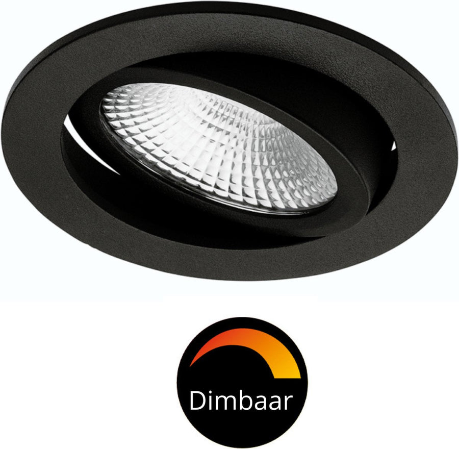 LED's Light Pro LED Inbouwspot Zwart - DimToWarm - Ø 68mm - Kantelbaar - Warm wit licht - CRI95- Dimbaar Inbouwspots LED.nl