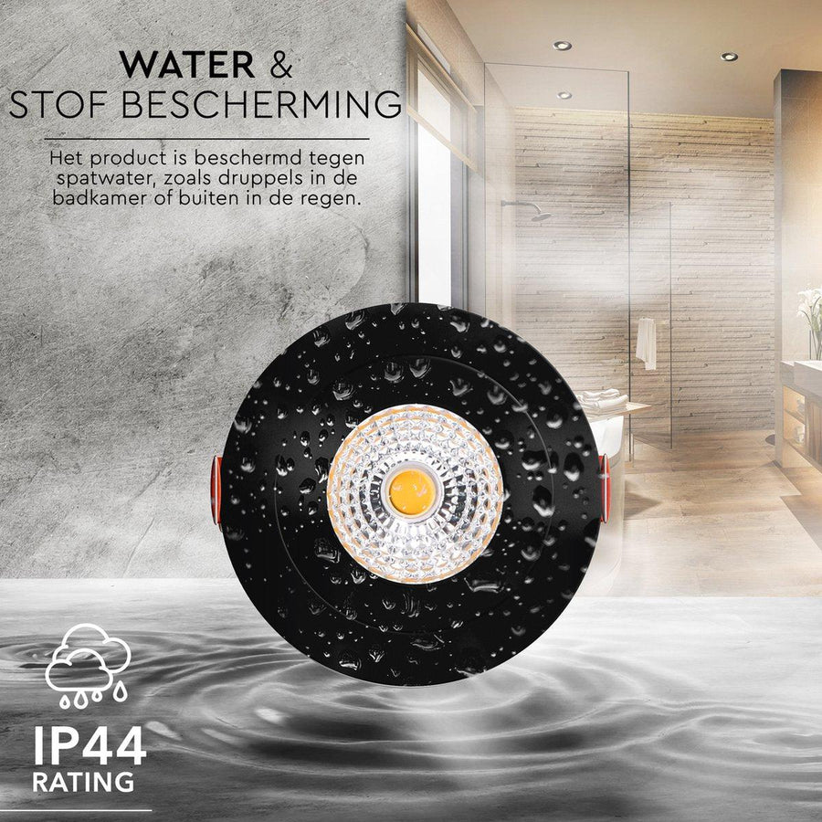 LED's Light Pro LED Inbouwspot Zwart - DimToWarm - Ø 68mm - Kantelbaar - Warm wit licht - CRI95- Dimbaar Inbouwspots LED.nl