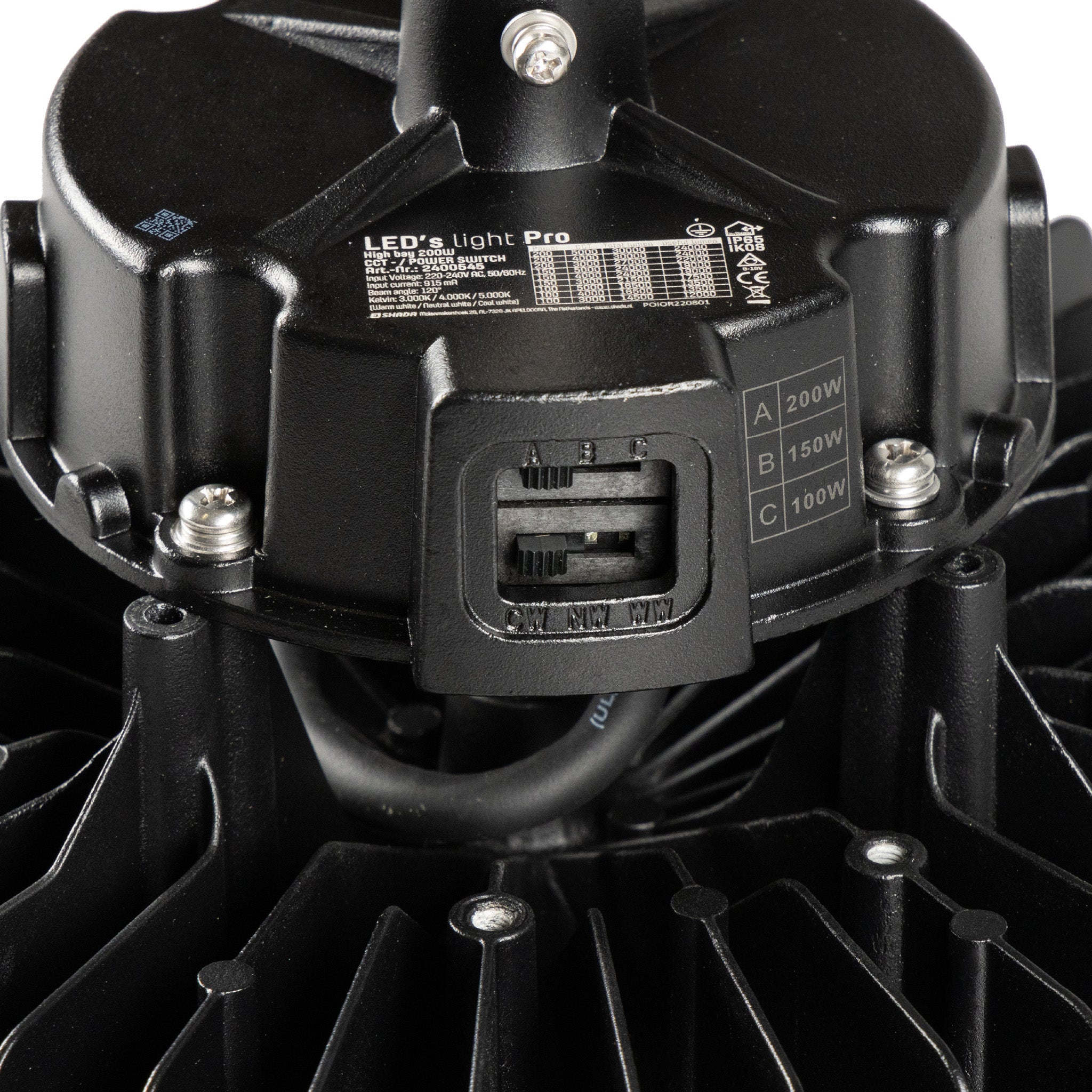 LED's Light pro High Bay - 200W 30000lm powerselect dimbaar CCT 3000K/4000K/5000K - Lumileds LED - Sosen Driver High bays LED.nl