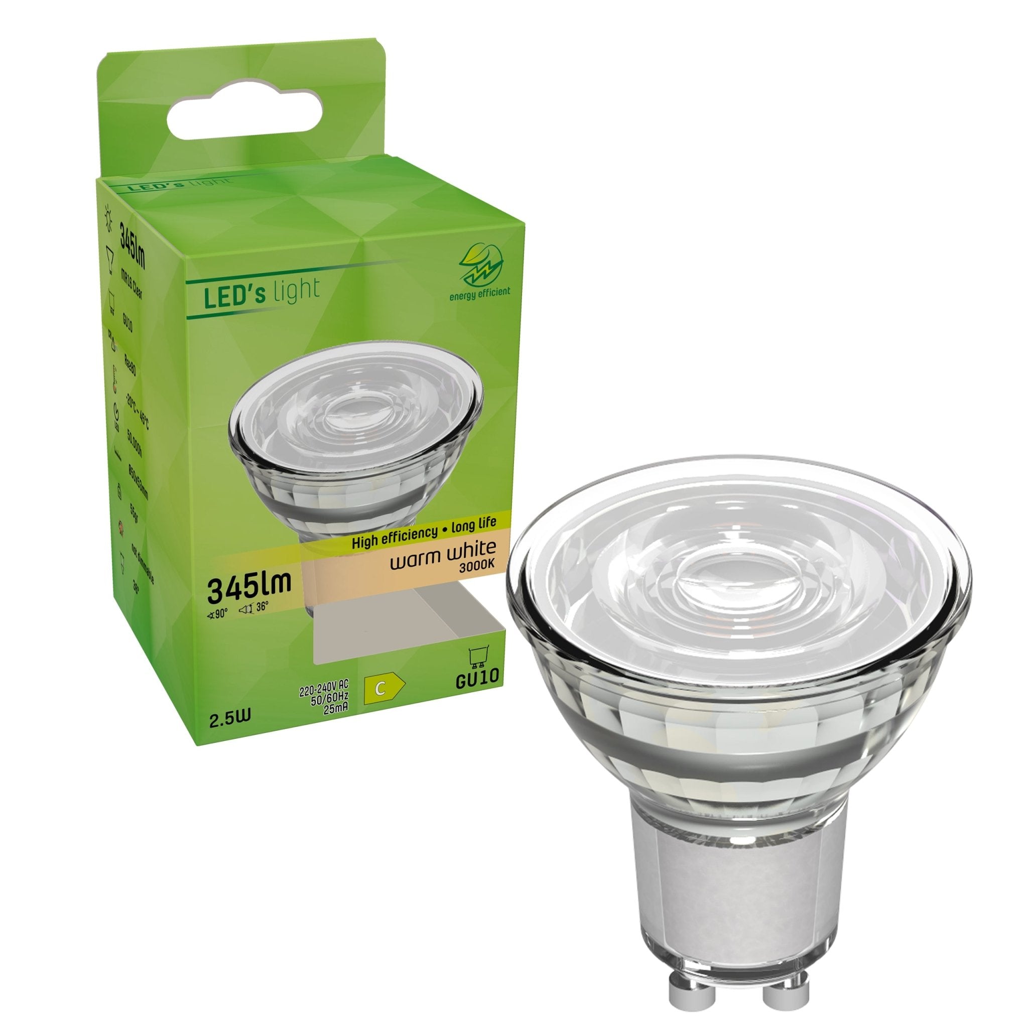 Elite LED Lamp met GU10 fitting - Gaat tot 25 jaar mee - 2W/50W - 345 lm - Warm wit Spotjes LED.nl