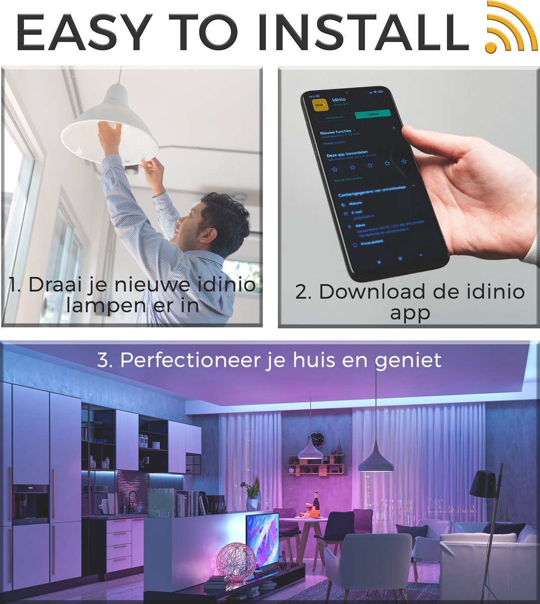 IDINIO Smart LED Spot GU10 - White & Color - Dimbaar - Bedienbaar met App Dimbare spotjes LED.nl