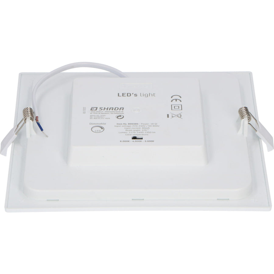 LED's Light Inbouw/Opbouw LED Plafondlamp CCT Ø 20 cm vierkant - Dimbaar - warm en koud wit - Zaagmaat 200×200mm – Wit Plafondlampen LED.nl