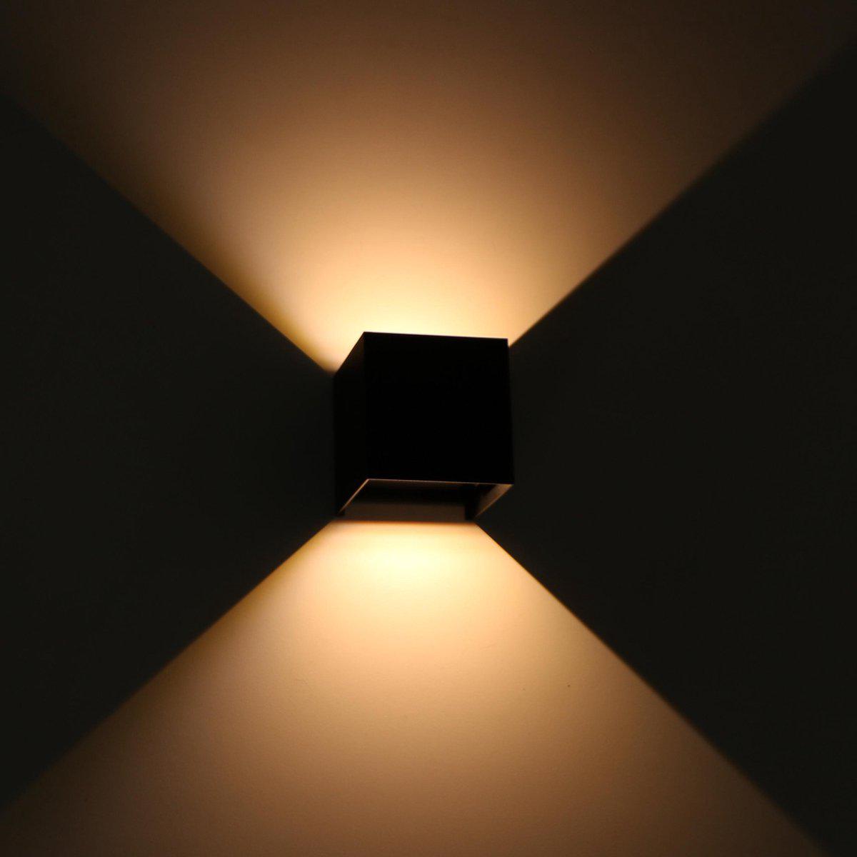 LED's Light Kubus LED Wandlamp buiten - 2 lichts - Dimbaar en instelbare lichtkleur - IP65 Waterdicht - Zwart Wandlampen LED.nl