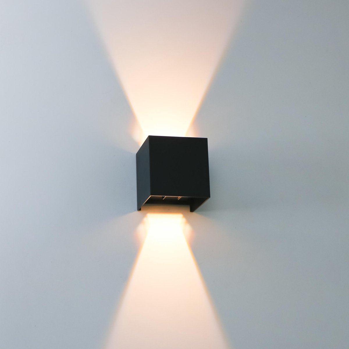 LED's Light Kubus LED Wandlamp buiten - 2 lichts - Dimbaar en instelbare lichtkleur - IP65 Waterdicht - Zwart Wandlampen LED.nl