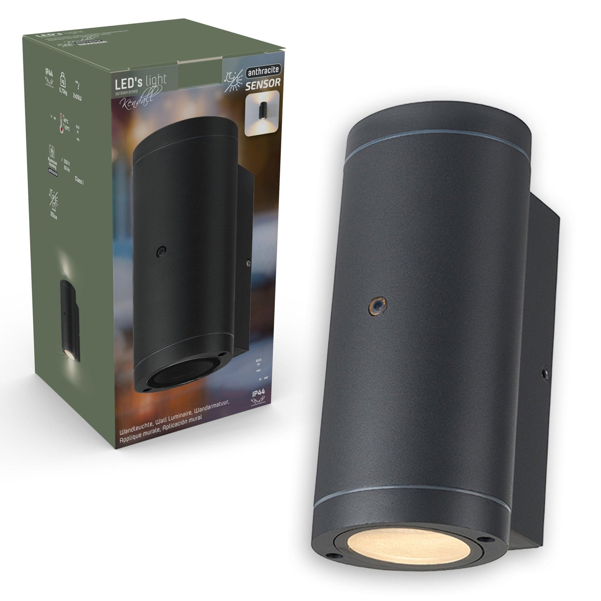LED's Light Up & Down LED Buitenlamp met Dag/Nacht sensor - IP44 waterdicht - GU10 fitting - Model Venezia - Antraciet Buitenlampen LED.nl