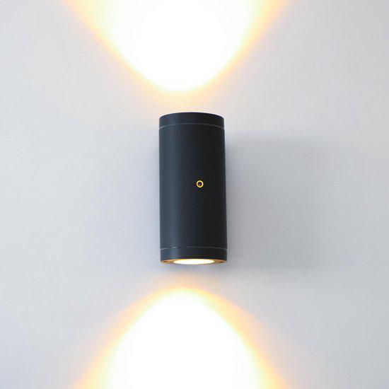 2 pack - LED's Light Up & Down LED Buitenlamp met sensor - IP44 waterdicht - GU10 fitting - Model Venezia - Antraciet Buitenlampen LED.nl