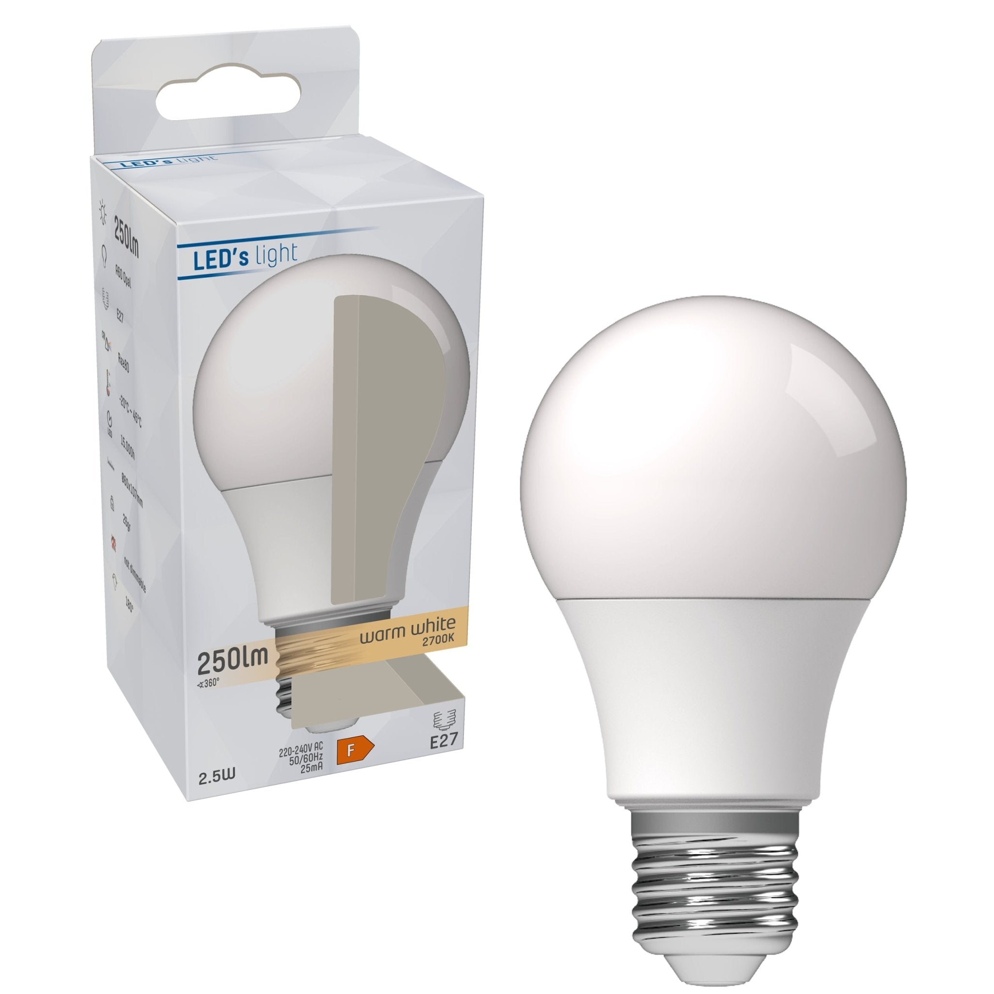 LED Lamp E27 - Mat - Warm wit - 2.5W vervangt 25W Lichtbronnen LED.nl