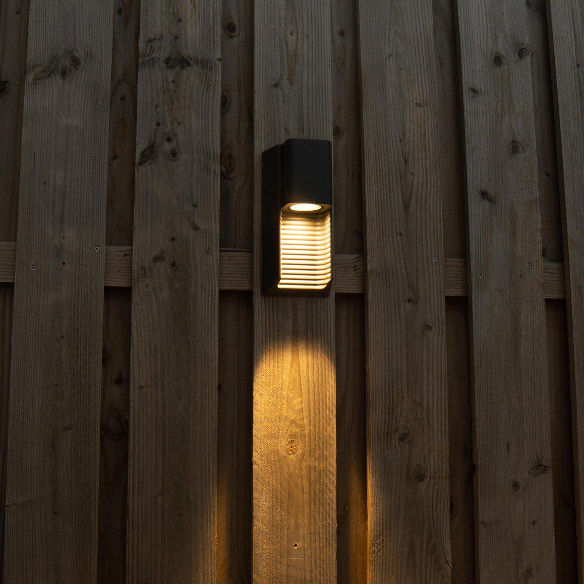 LED Muurlamp buiten met GU10 fitting - Strepen - Rimini - IP44 - Antraciet Wandlampen LED.nl