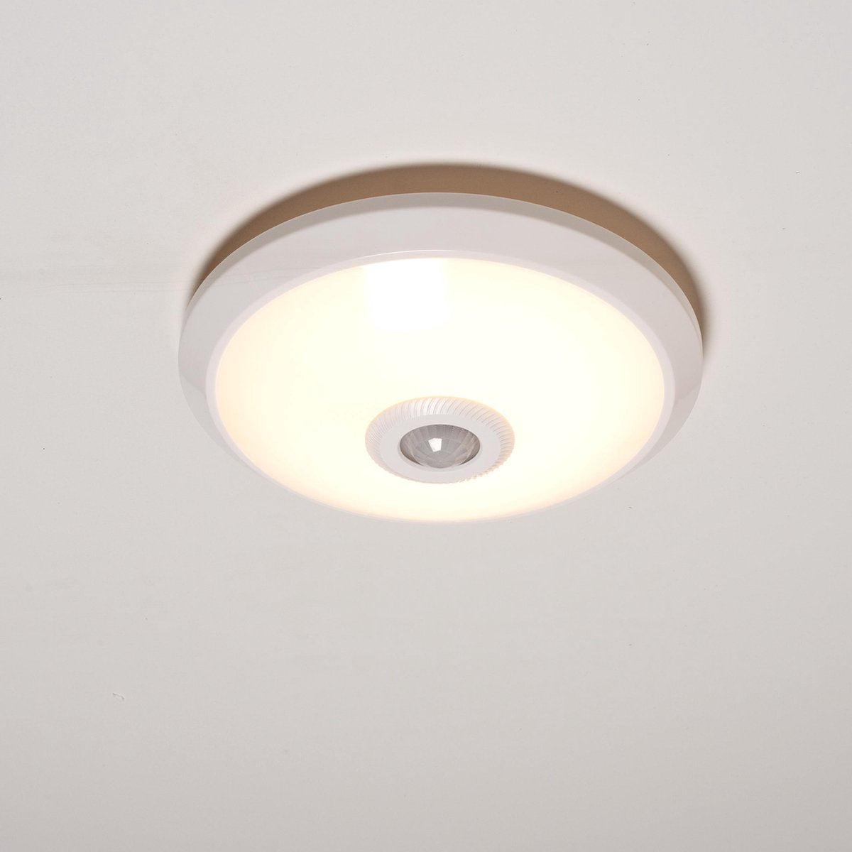 LED Plafondlamp 24 cm met bewegingssensor - Spatwaterdicht - Warm wit Plafondlampen LED.nl
