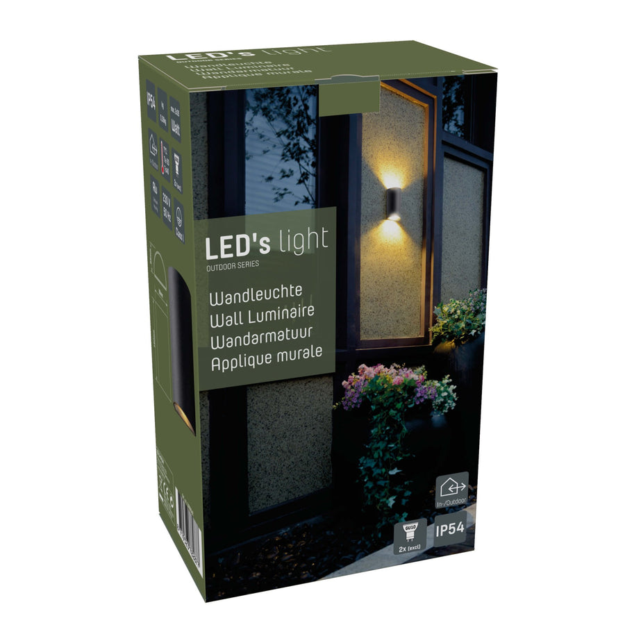 LED's Light LED Muurlamp Buiten - Halve cilinder met 2 lichtpunten - Model Siena - IP44 - Antraciet Wandlampen LED.nl