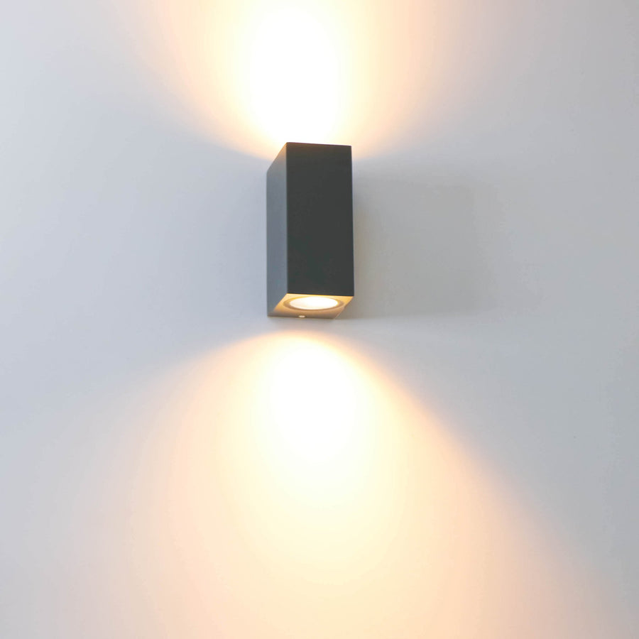 4 pack - LED's Light LED Buitenlamp met GU10 fitting - Rechthoek - IP44 - Antraciet - Model Milaan Wandlampen LED.nl