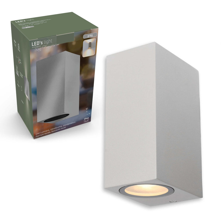 4 pack - LED's Light LED Buitenlamp met GU10 fitting - Rechthoek - IP44 - Grijs - Model Milaan Wandlampen LED.nl