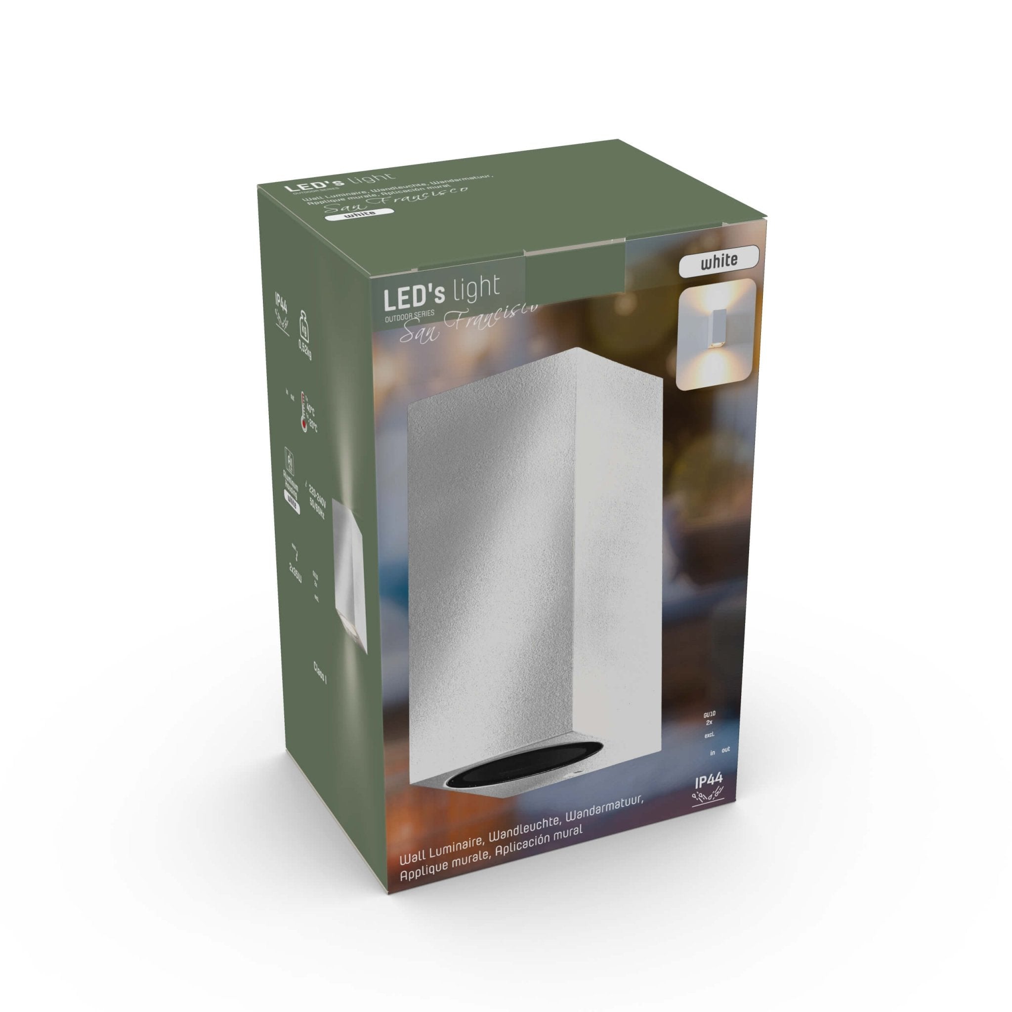 NØRD Up&Down - LED's Light LED Buitenlamp met GU10 fitting - Rechthoek - IP44 - Wit - Model Milaan Wandlampen LED.nl