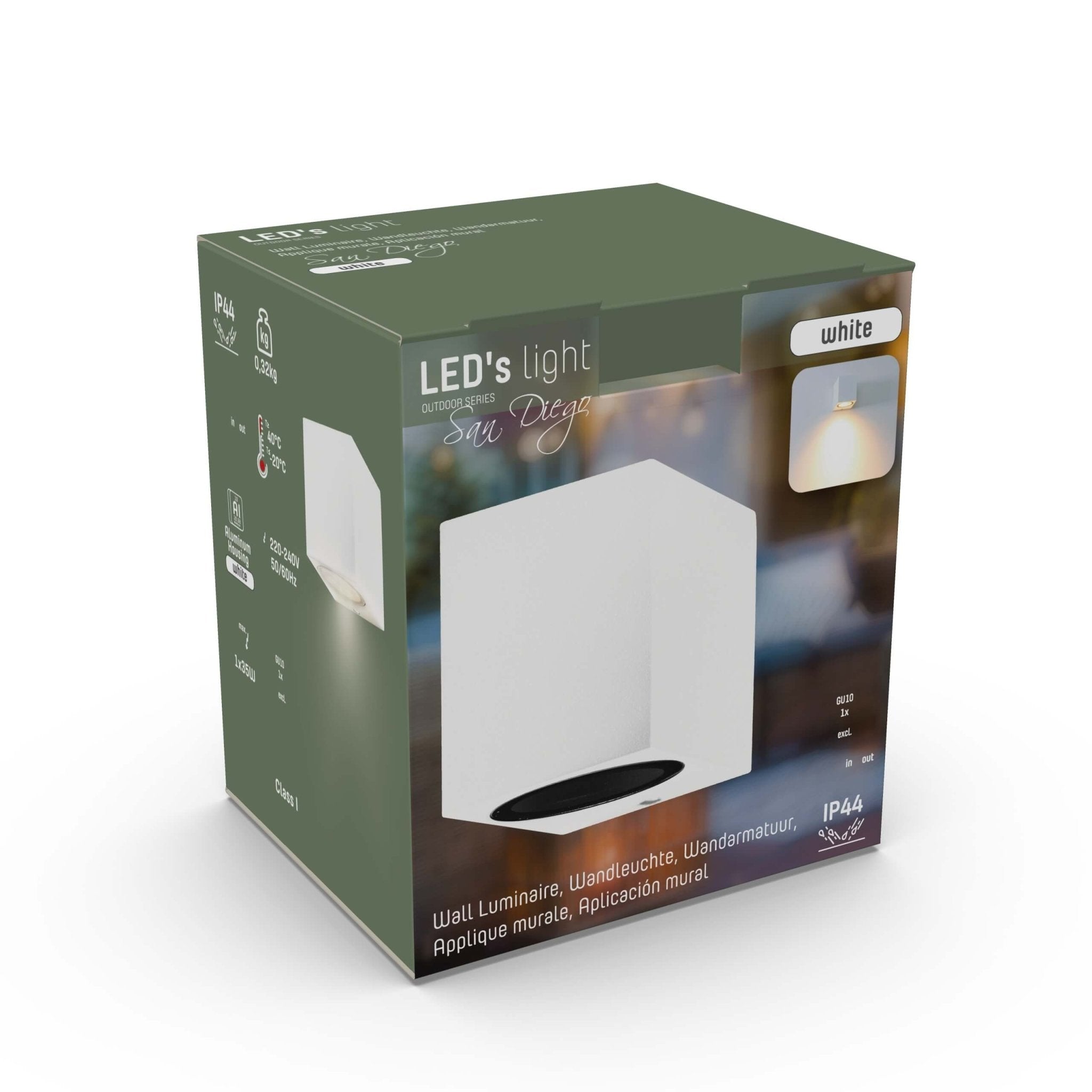 NØRD Down - LED's Light LED Wandlamp Buiten met GU10 fitting - Vierkant - IP44 - Wit - Model Rome Wandlampen LED.nl