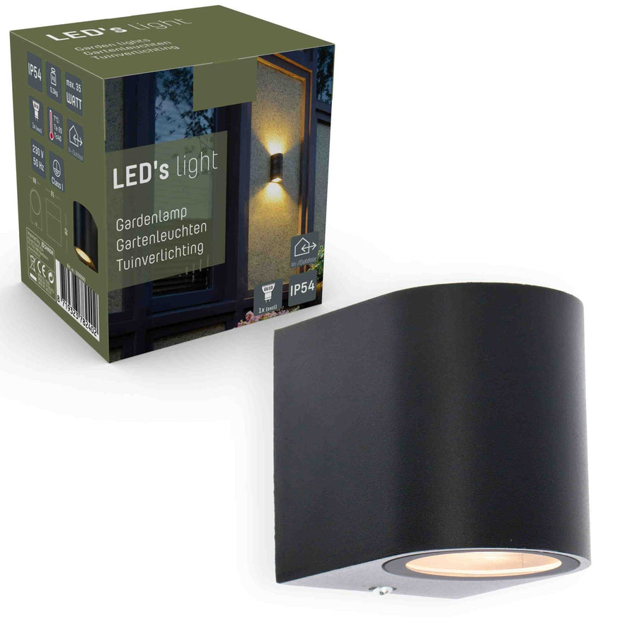 LED's Light LED Wandlamp buiten met GU10 fitting - Rond - Model San Marino - IP44 - Zwart Wandlampen LED.nl