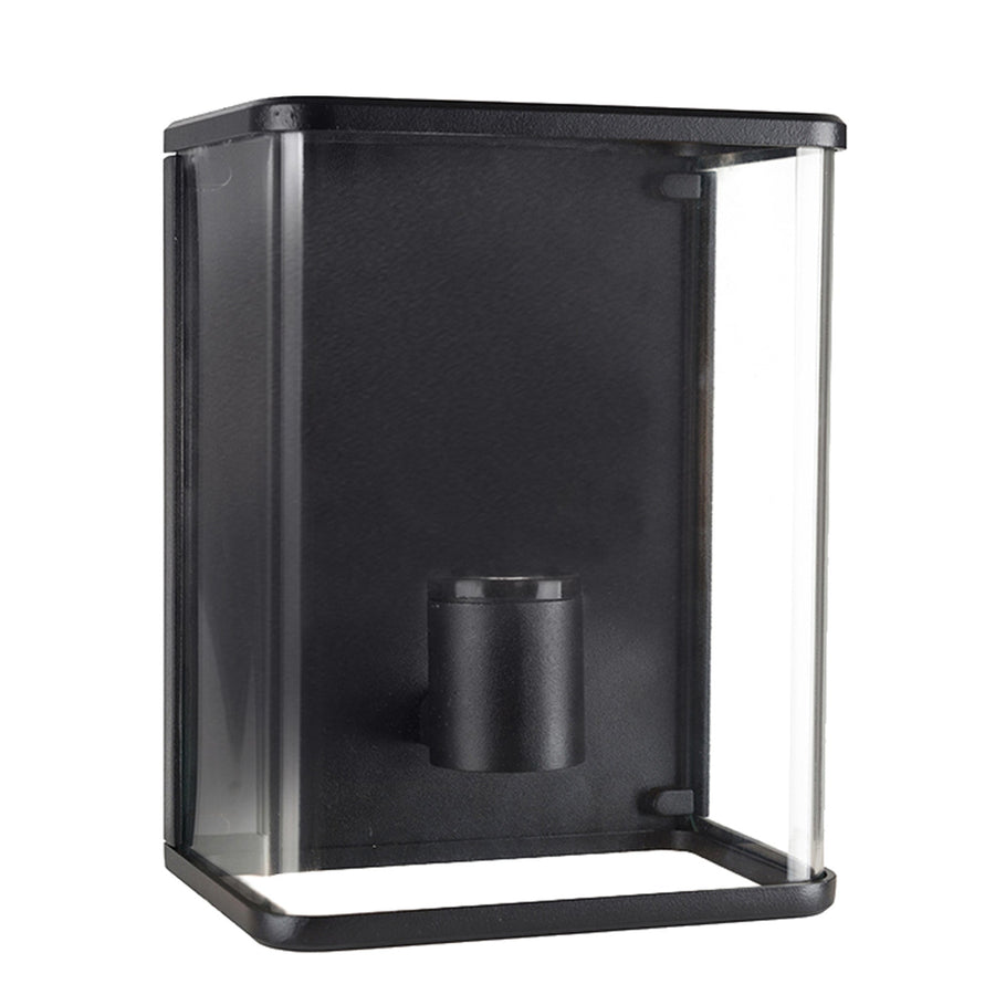 LED Wandlamp Glas - Rondom licht - Rechthoek - E27 fitting - IP44 - Zwart Wandlampen LED.nl