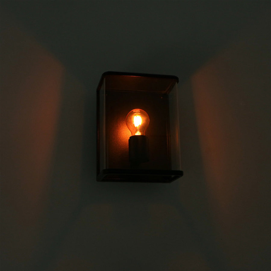 LED Wandlamp Glas - Rondom licht - Rechthoek - E27 fitting - IP44 - Zwart Wandlampen LED.nl