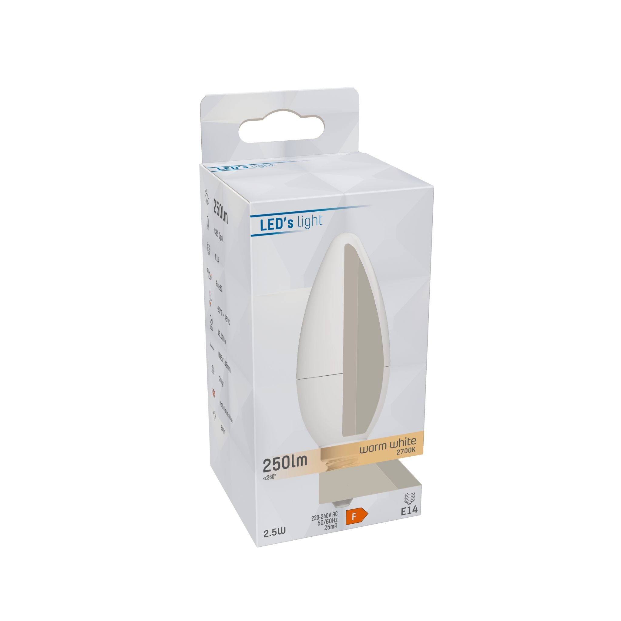 E14 LED Kaarslamp - 250 lm - Warm wit licht - 1 lamp Lichtbronnen LED.nl