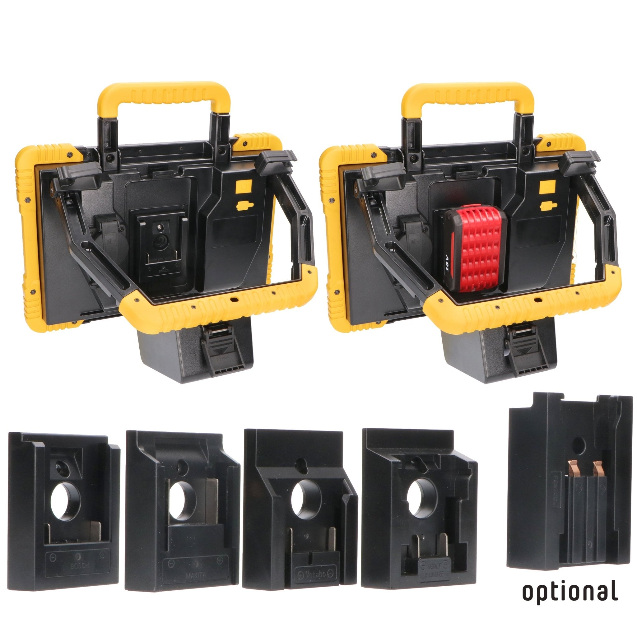 LED's Light 18V Hybride LED Bouwlamp 5500lm - Incl Adapters - Bedraad en draadloos te gebruiken – IP54 – Rough Service Tested – 47W Bouwlampen LED.nl