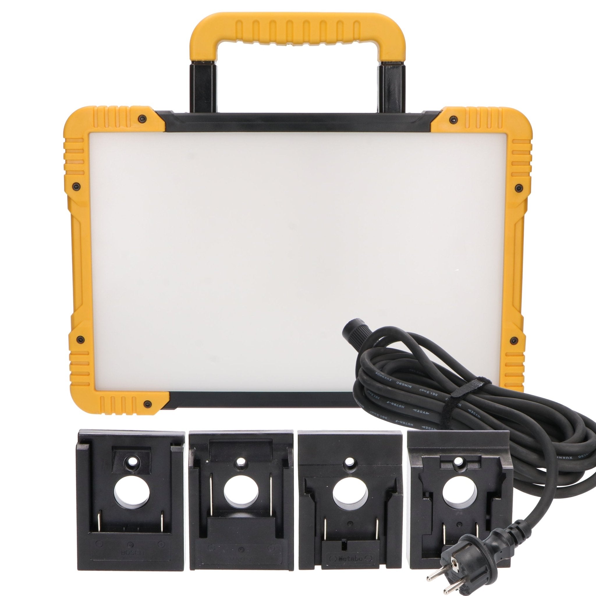 LED's Light 18V Hybride LED Bouwlamp 5500lm - Incl Adapters - Bedraad en draadloos te gebruiken – IP54 – Rough Service Tested – 47W Bouwlampen LED.nl