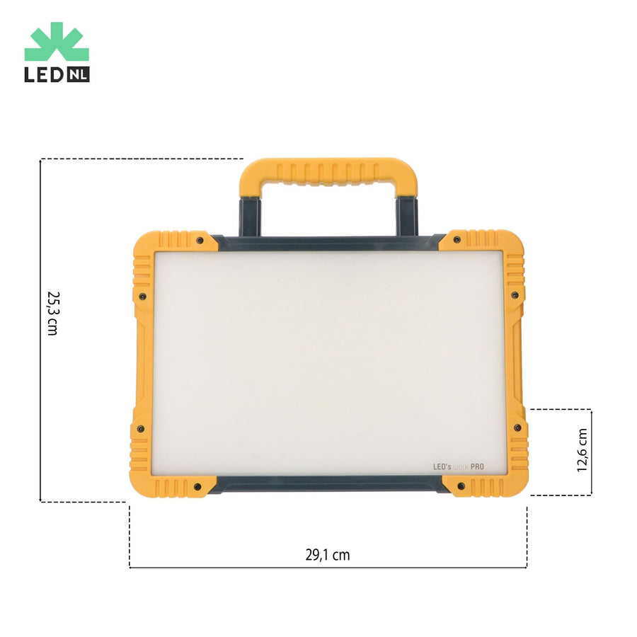 LED's Work Oplaadbare LED Bouwlamp 1500 - Draadloze werking op accu – IP54 – Rough Service Tested Bouwlampen LED.nl