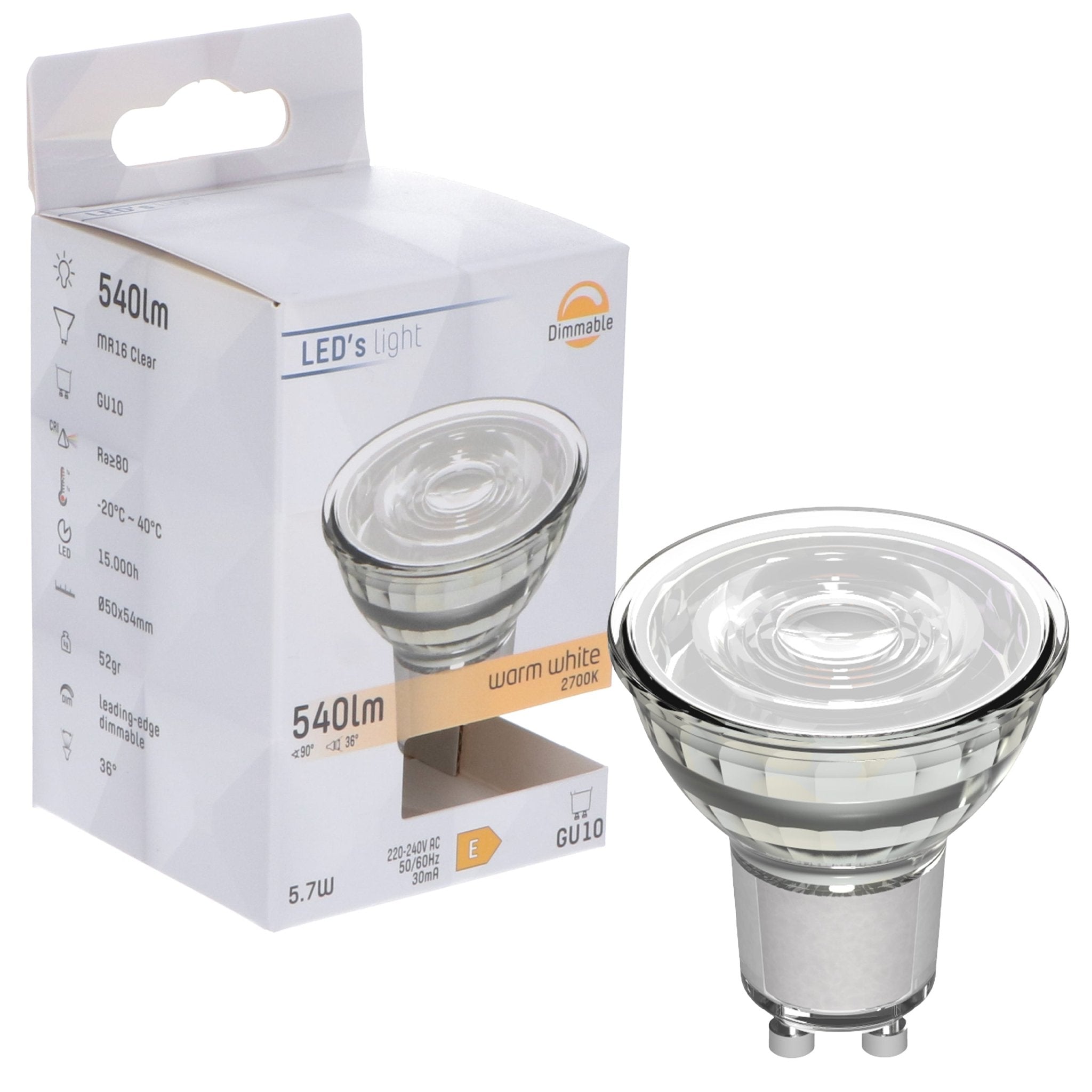 GU10 LED Lamp - Dimbaar warm wit licht - 5W vervangt 75W - 1 spot Dimbare spotjes LED.nl