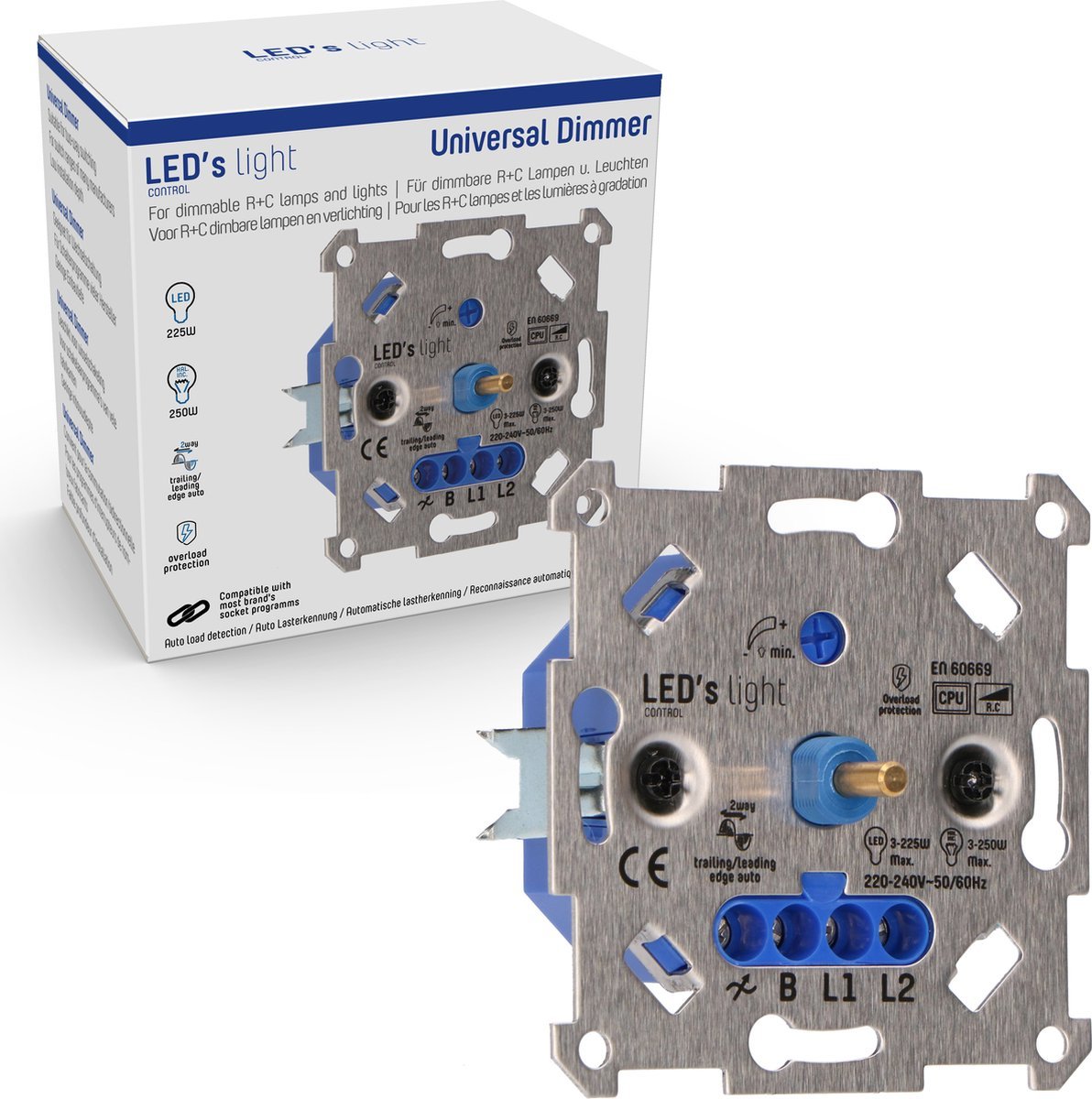 Professional Complete Dimmer voor alle dimbare (LED) lampen - Fase afsnijding aansnijding - Zwart Dimmers LED.nl