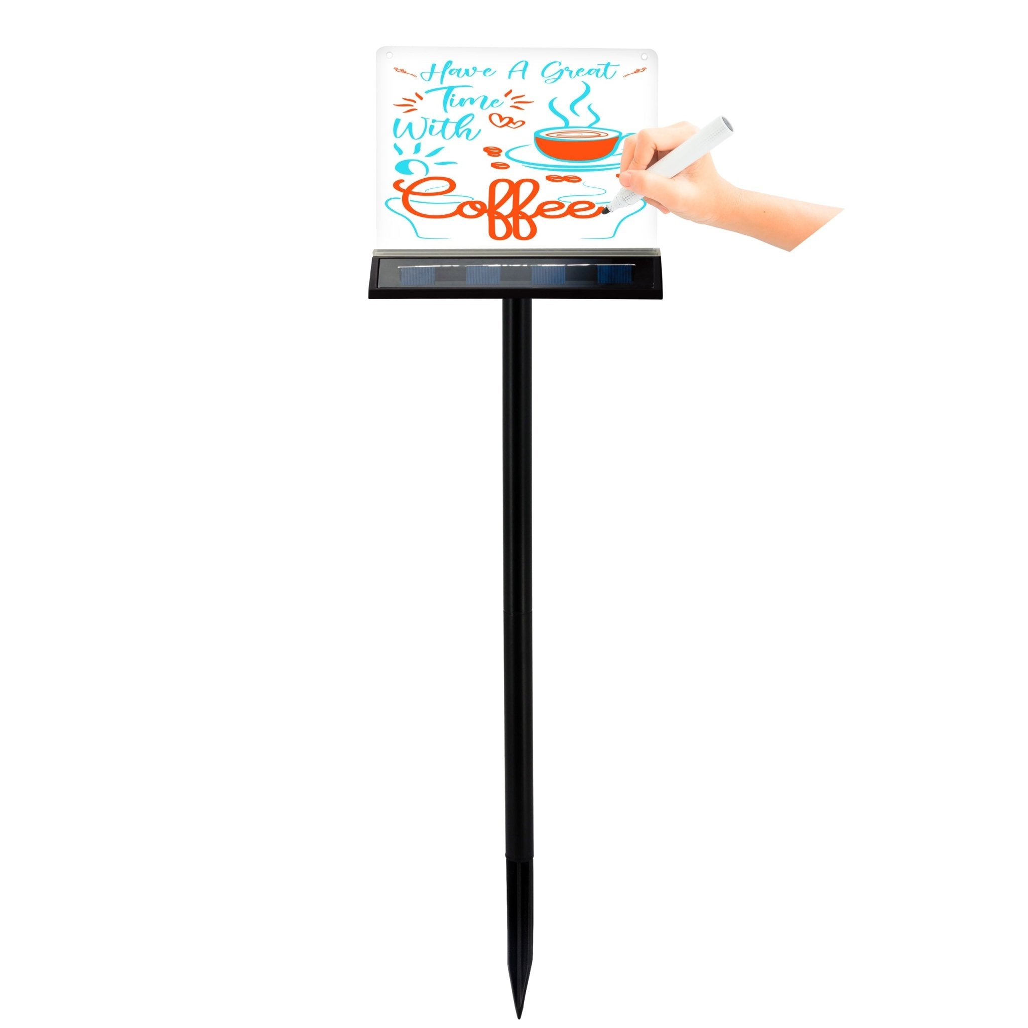 LED's Light Solar LED Display Schrijfbord Buiten - Draadloos op zonne-energie - Incl. Stift Schrijfborden LED.nl