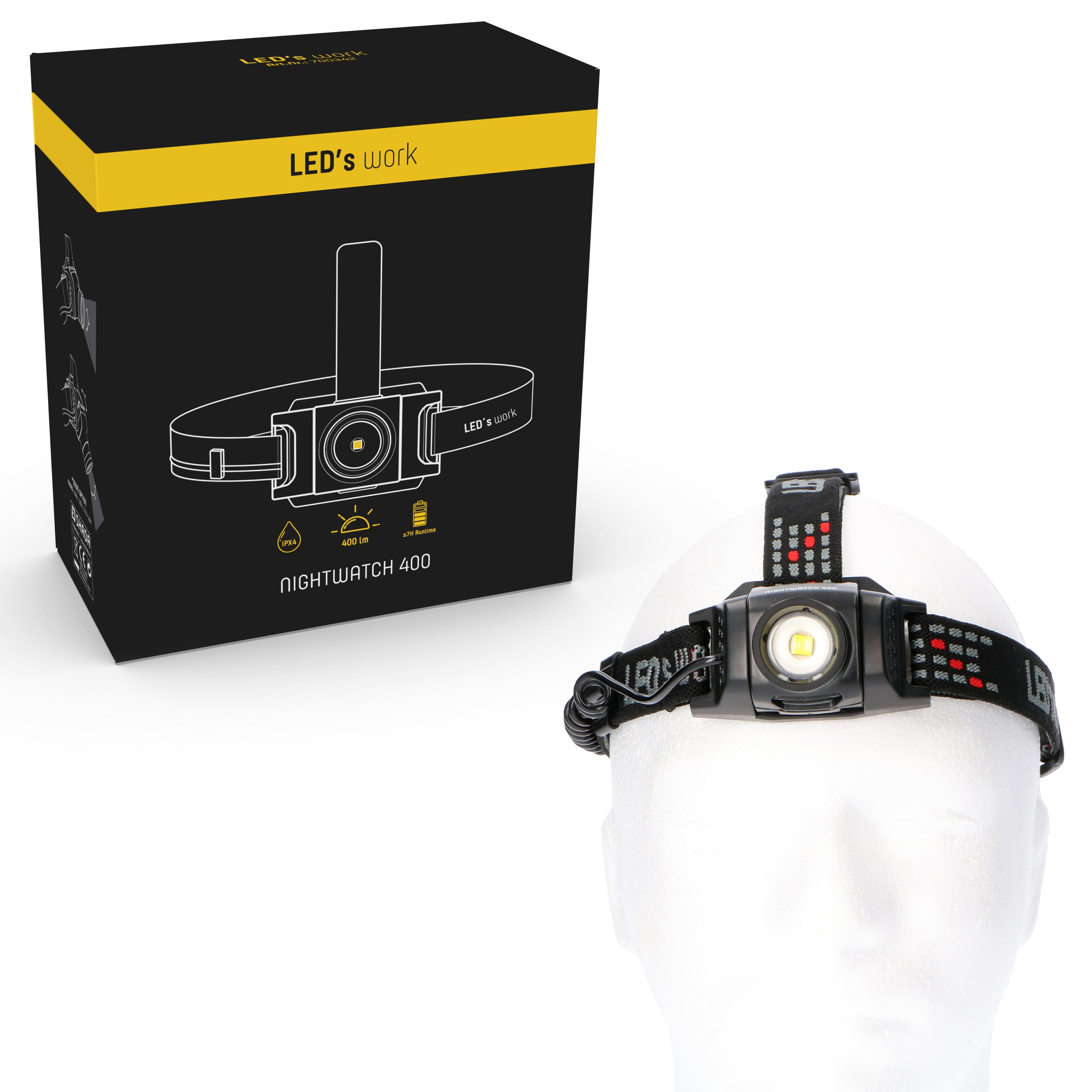 LED's Work Hoofdlamp op batterijen - Met zoomfunctie - Dimbaar - IP44 waterdicht - 400 Lumen Hoofdlampen LED.nl